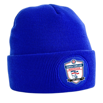 Beanie "Hansa Fanclub Nordhessen" - runder Patch - royalblau